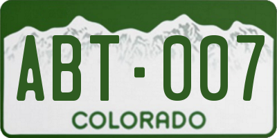 CO license plate ABT007