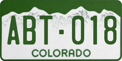 CO license plate ABT018