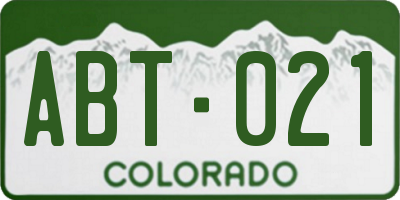 CO license plate ABT021