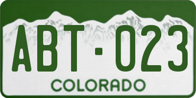 CO license plate ABT023