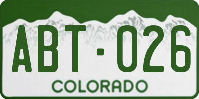 CO license plate ABT026