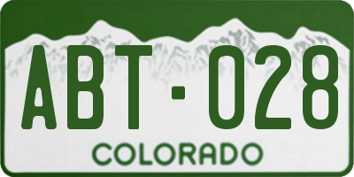 CO license plate ABT028