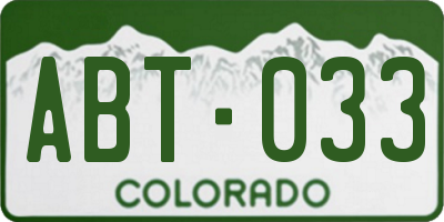 CO license plate ABT033