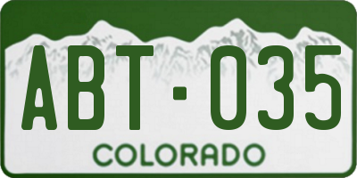 CO license plate ABT035