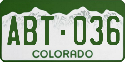 CO license plate ABT036