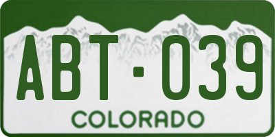 CO license plate ABT039