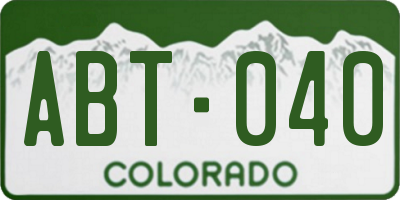 CO license plate ABT040