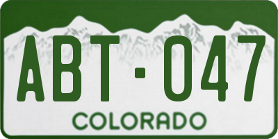 CO license plate ABT047