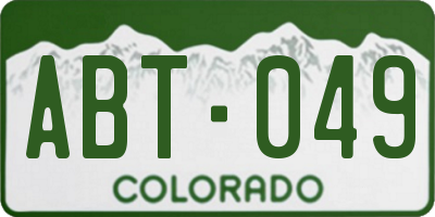 CO license plate ABT049