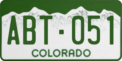 CO license plate ABT051