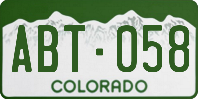CO license plate ABT058