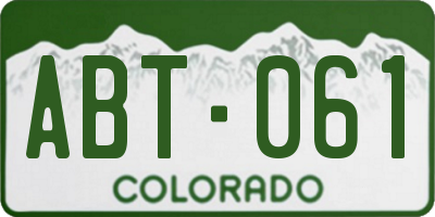 CO license plate ABT061
