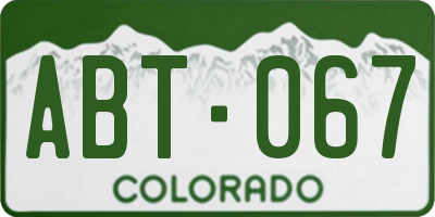 CO license plate ABT067