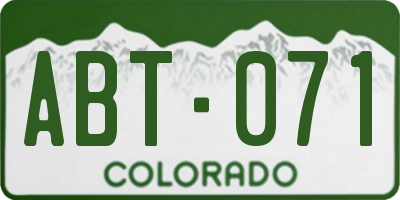CO license plate ABT071