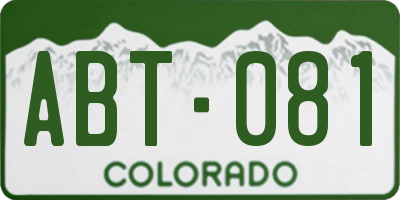 CO license plate ABT081