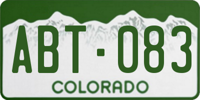 CO license plate ABT083