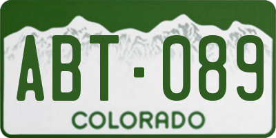 CO license plate ABT089