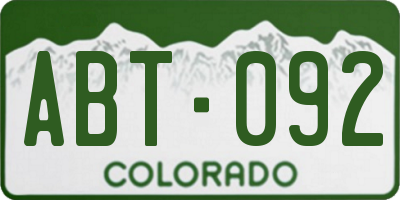 CO license plate ABT092