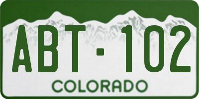 CO license plate ABT102