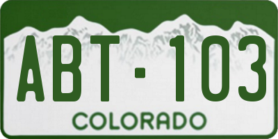 CO license plate ABT103