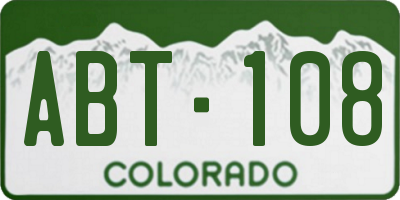 CO license plate ABT108