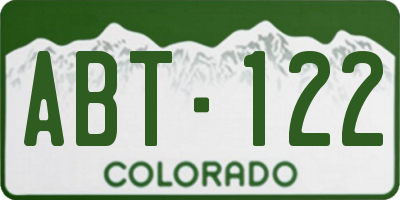 CO license plate ABT122