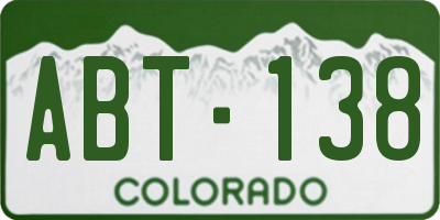 CO license plate ABT138