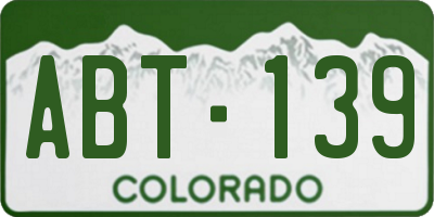 CO license plate ABT139