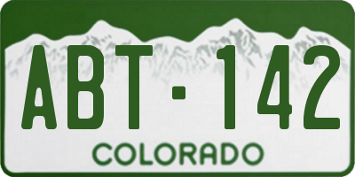 CO license plate ABT142