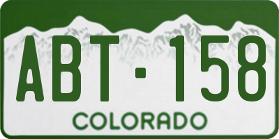CO license plate ABT158