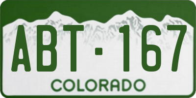 CO license plate ABT167