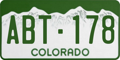 CO license plate ABT178