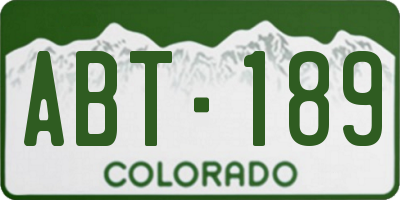 CO license plate ABT189