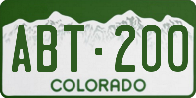 CO license plate ABT200