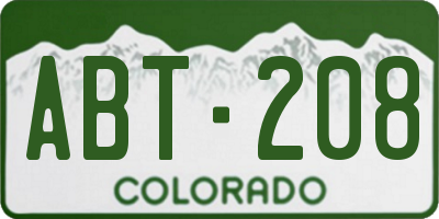 CO license plate ABT208