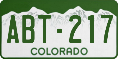 CO license plate ABT217