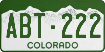 CO license plate ABT222