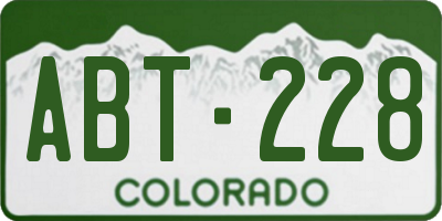 CO license plate ABT228