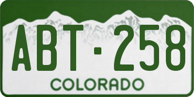 CO license plate ABT258