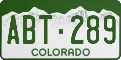 CO license plate ABT289