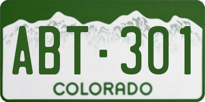 CO license plate ABT301