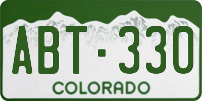 CO license plate ABT330