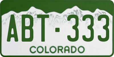 CO license plate ABT333