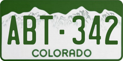CO license plate ABT342