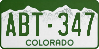 CO license plate ABT347