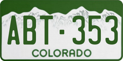 CO license plate ABT353