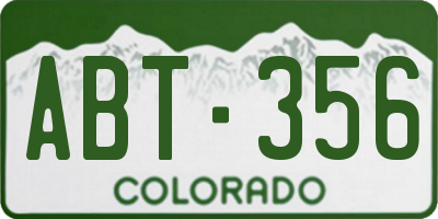 CO license plate ABT356