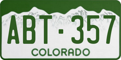 CO license plate ABT357