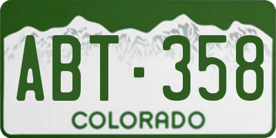 CO license plate ABT358