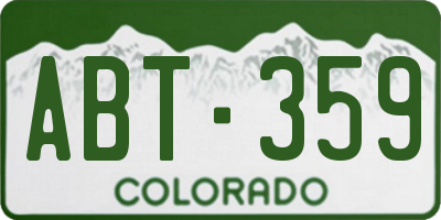 CO license plate ABT359